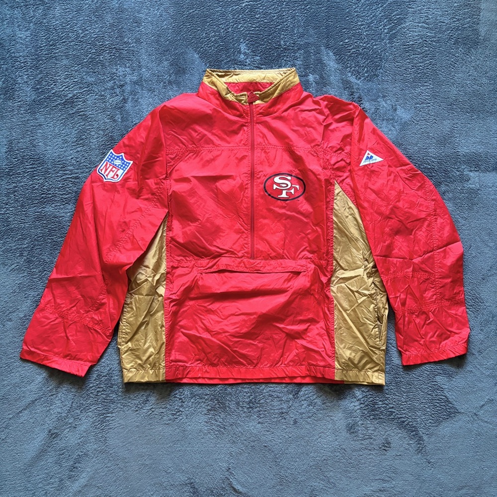 Vintage 90s NFL San Francisco 49ers Apex One 1/2 Zip Windbreaker TTC99 RARE